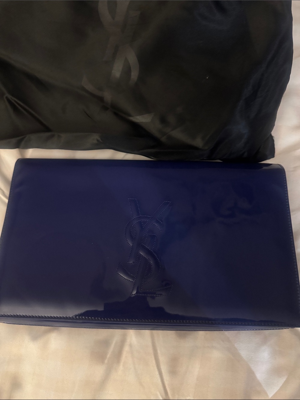 Saint Laurent Deep Blue Patent Leather Clutch